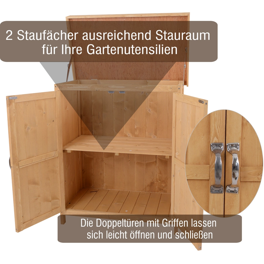 Outsunny Geräteschrank mit 2 Fächer natur