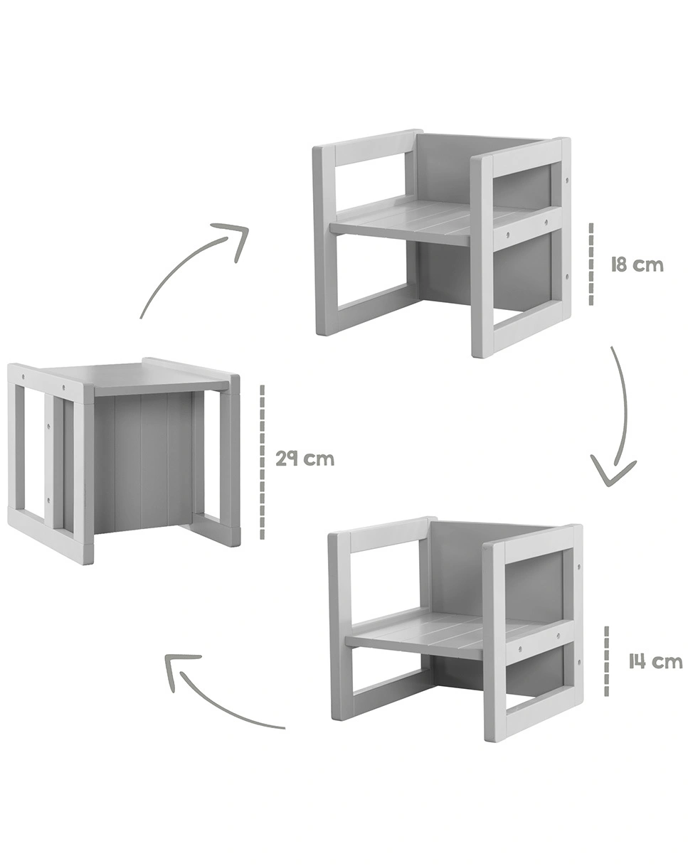 Kinderhocker LANDHAUSSTIL (Farbe: grau)