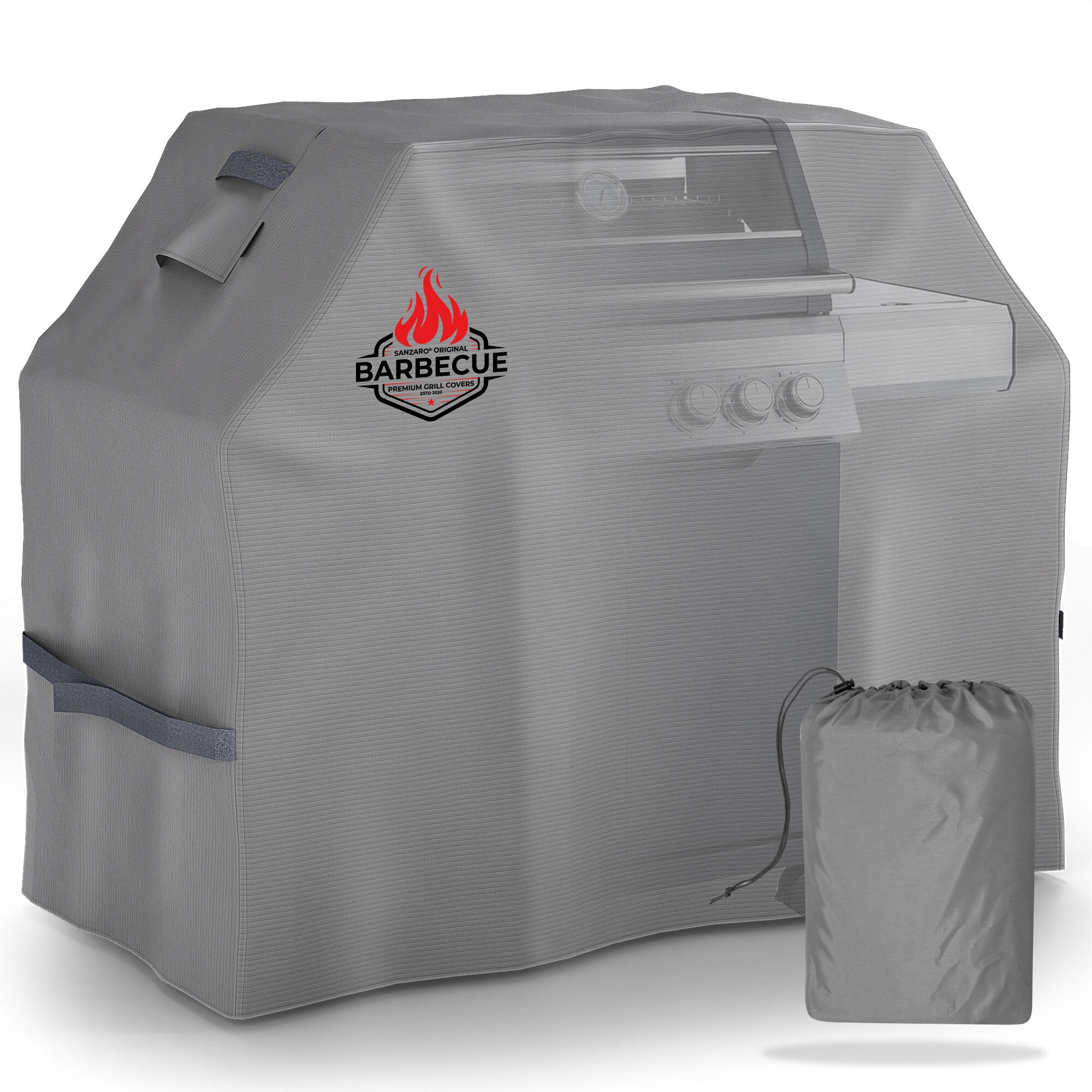 SANZARO BBQ Grill Abdeckplane Wasserdicht – 600D Oxford mit RipStop-Textilgewebe, Abdeckhaube für Weber Brinkmann Char Broil, Cover Grill Abdeckung Winterfest Schutzhülle Grillschutz - 183x71x117cm | Grau 183 x 71 x 117 cm (BxTxH)