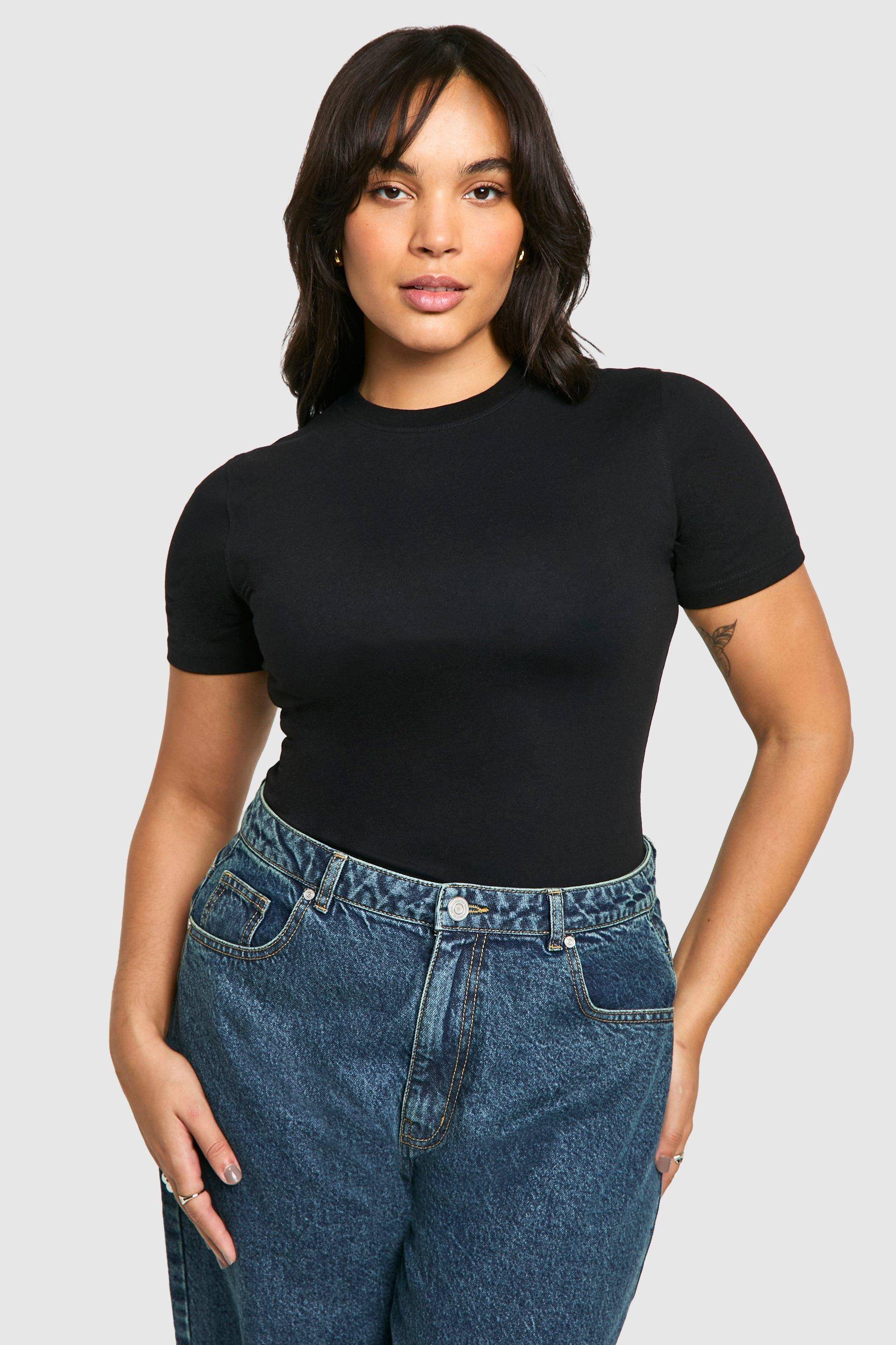 boohoo Boohoo Basics Plus T-shirt ajusté en coton à col rond