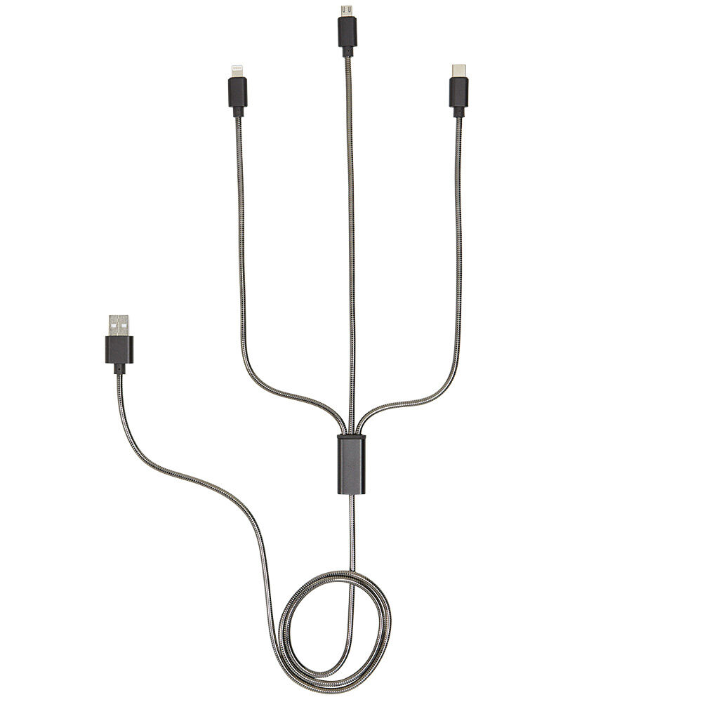Adaptateur métal USB 3 en 1 USB-C - micro USB - Lightning