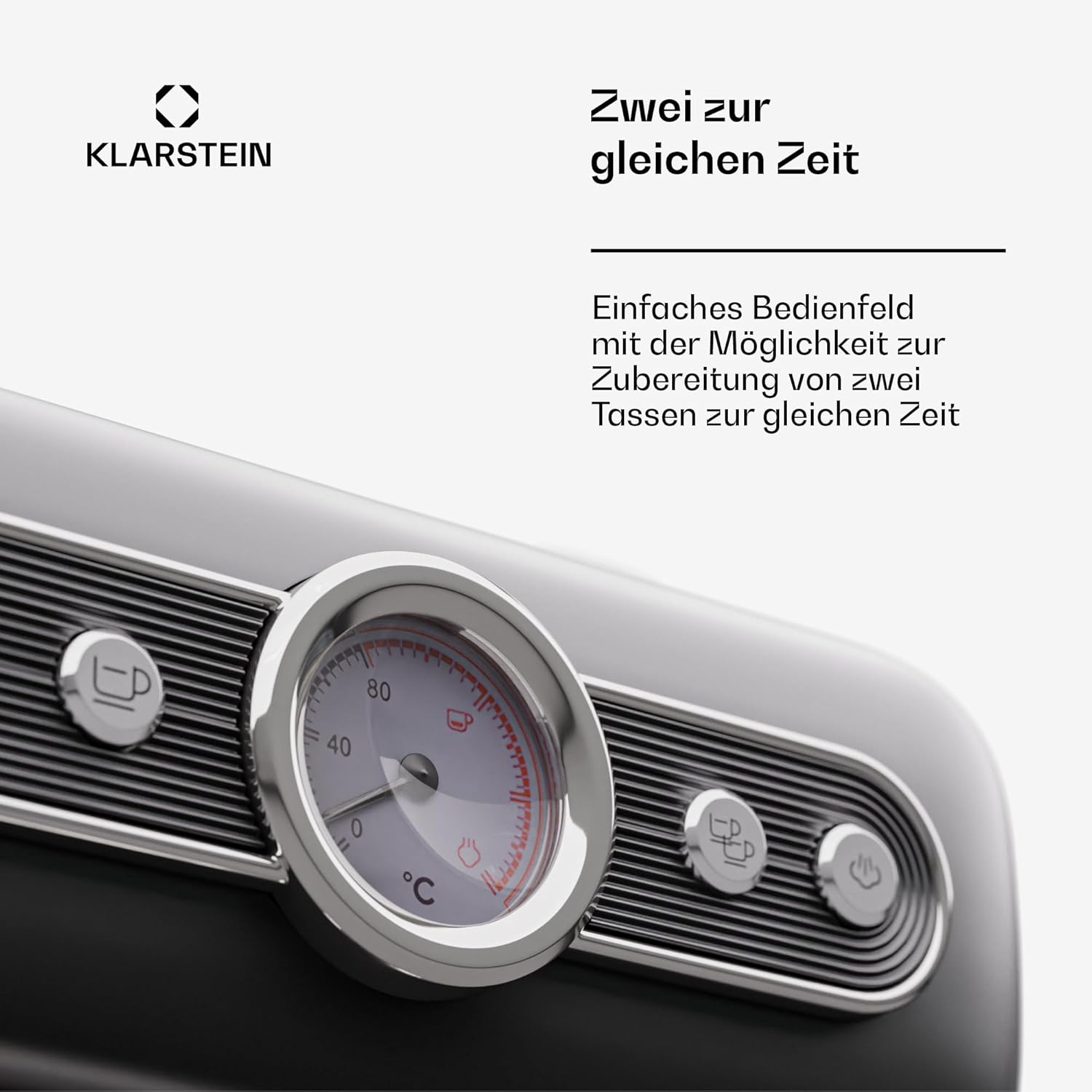 Klarstein Espresso Siebträgermaschine mit Milchaufschäumer, 1,2L Retro Mini-Espressomaschine mit Siebträger, 950 W Klein, Edelstahl-Kaffeemaschine für Cappuccino, Latte & Macchiato