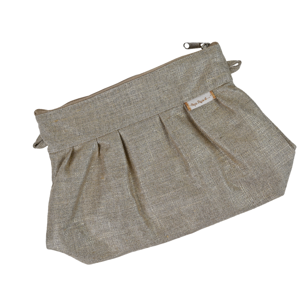 Mini Pochette Plissée Lin Doré