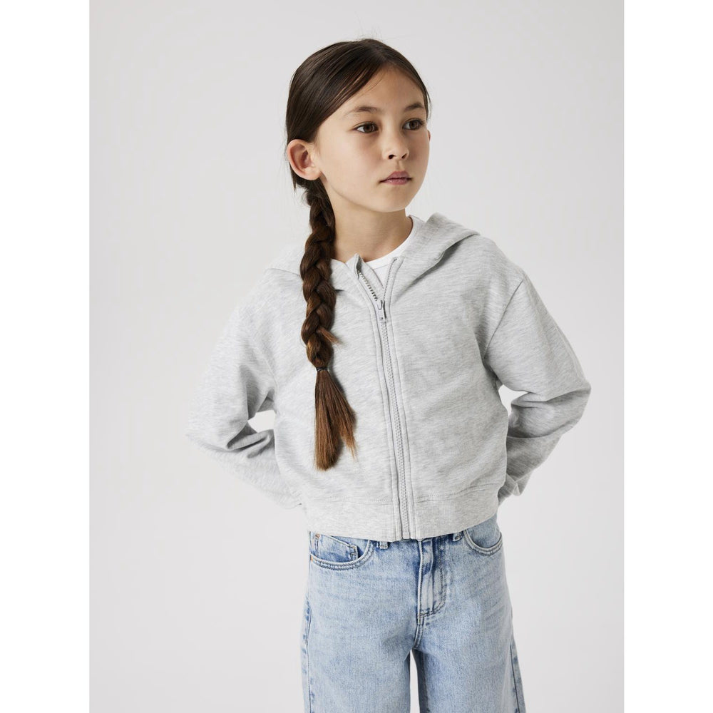 Køb Name It Light Grey Melange Mille Short Regular Sweat Cardigan Noos