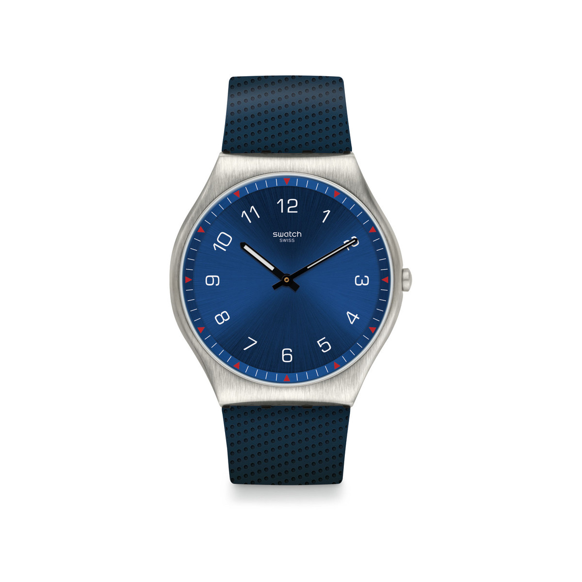 Montre Swatch mixte acier caoutchouc bleu