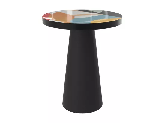 Table d'appoint ronde en métal noir et multicolore D40,5 cm - Cheyenne