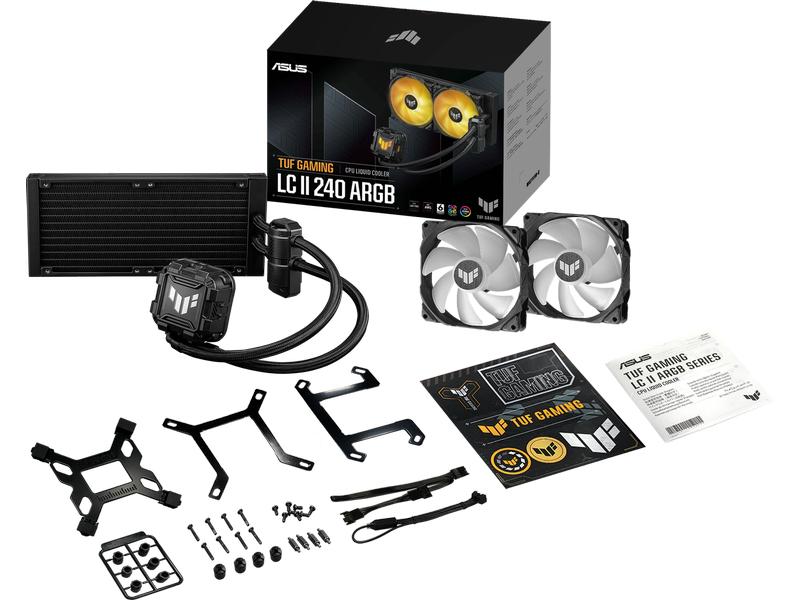 ASUS Wasserkühlung TUF Gaming LC II 240 ARGB All-in-One Flüssig-CPU-Kühler mit Aura Sync RGB und mit 2x 120 mm Lüfter
