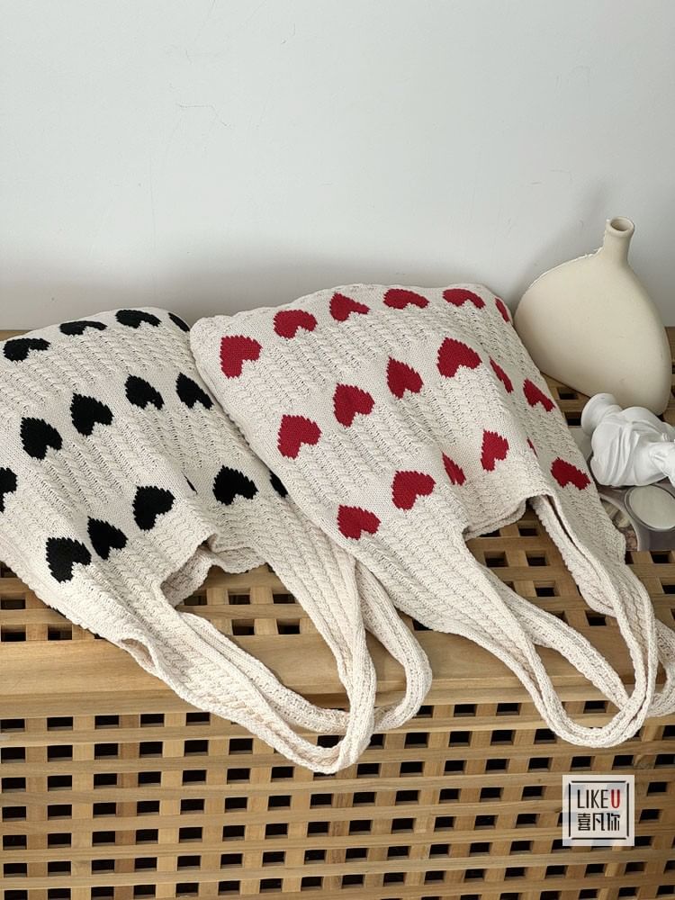 Basaran - Gebreide draagtas met hartprint