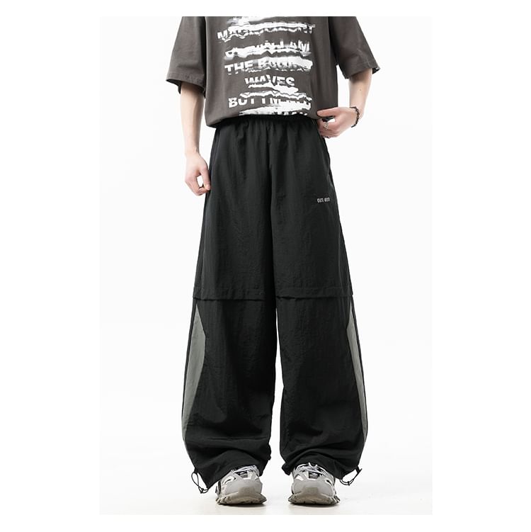 Priam - Baggy broek met hoge taille en geborduurde letters