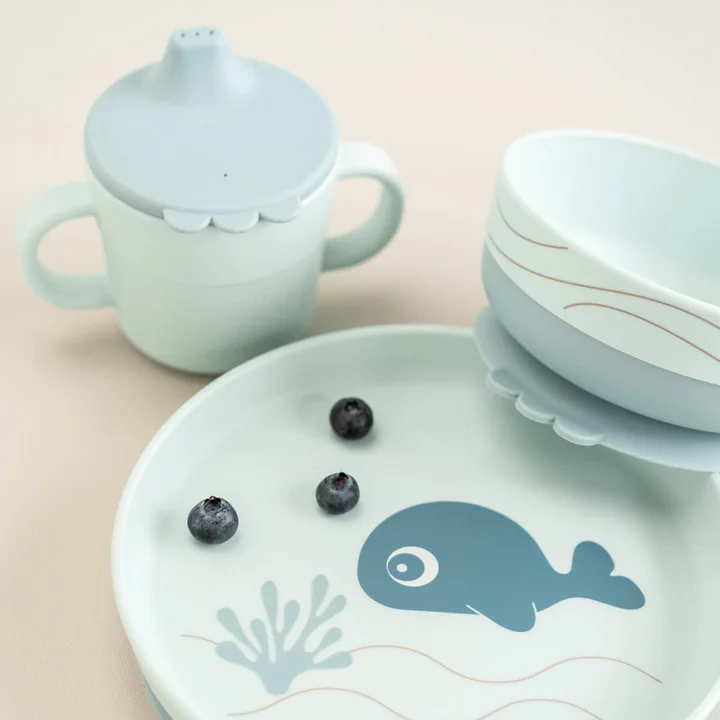 Done by Deer - Foodie Geschirr-Set, Happy Clouds, grün (3er-Set)