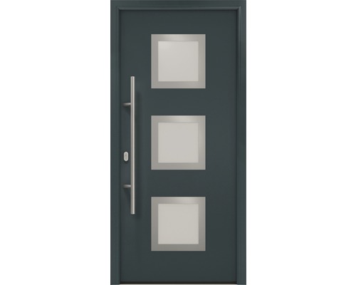 EcoStar ISOPRO IP 810S voordeur, 1100 x 2100 mm, linksdraaiend, RAL 7016 antracietgrijs, inclusief beslagset, RVS-greep, veiligheidsprofielcilinder met 5 sleutels