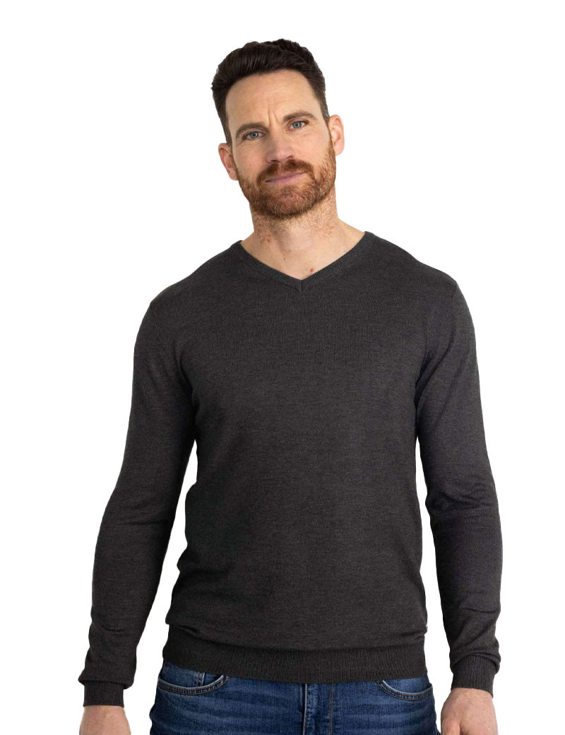 PETROL IND PULL HOMME EN MAILLE COL V ANTHRACITE