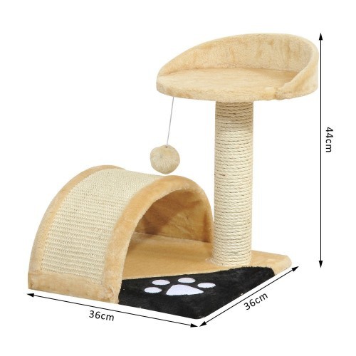 Arranhador, cama e árvore para gatos PawHut, cor creme.