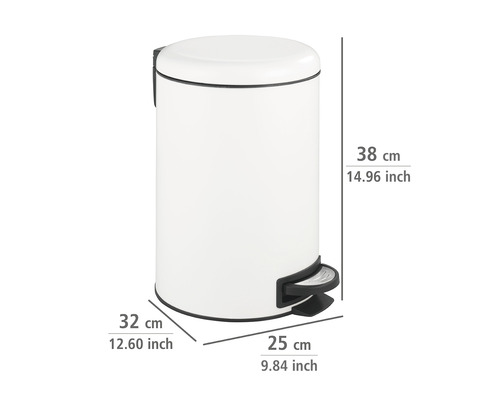 Wenko Leman Easy Close pedaalemmer, 12 l, mat wit