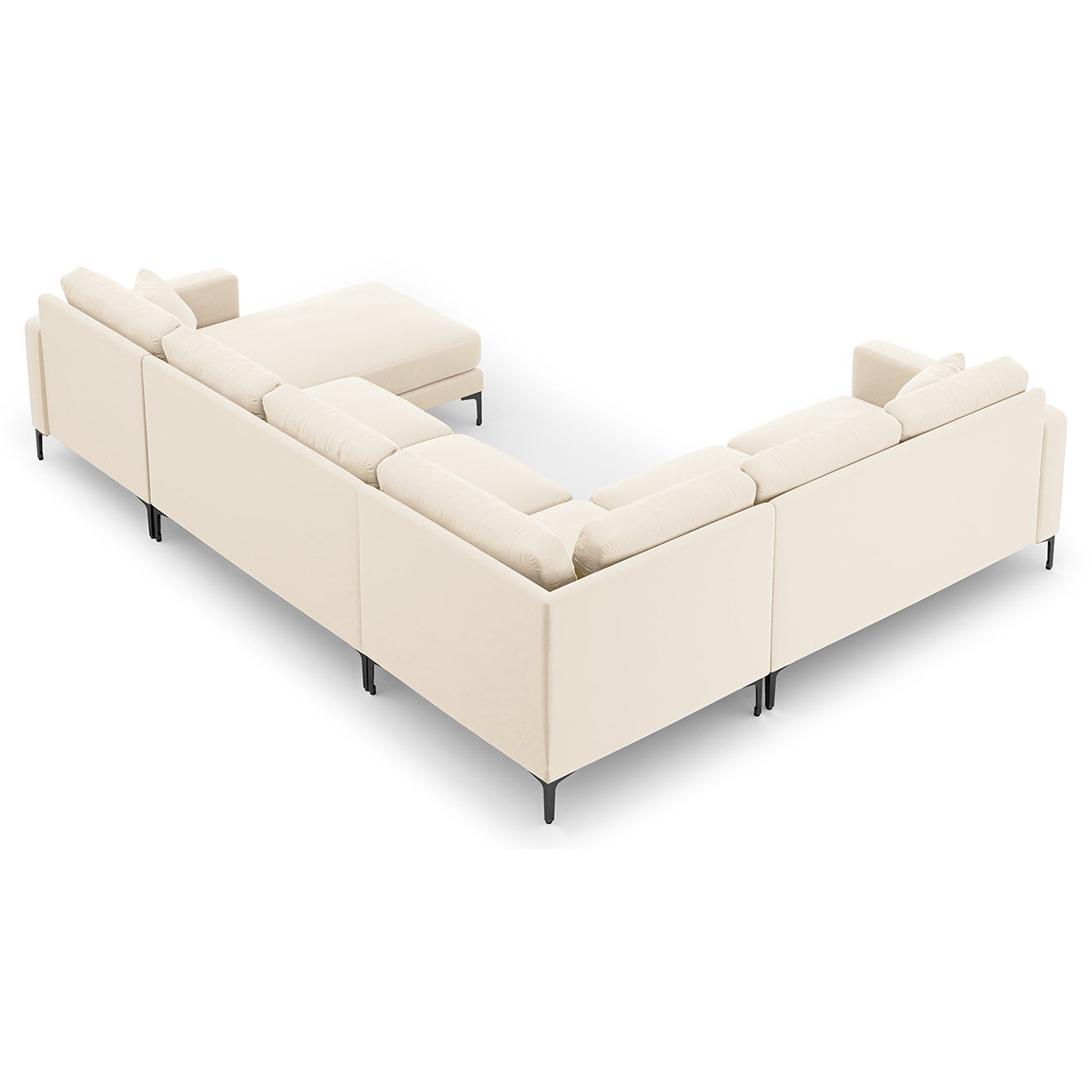 Mazzini Sofas Canapé Panoramique gauche Velours Venus 6 Places beige clair - 326x236x90 cm