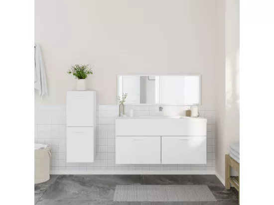 Ensemble de meubles salle de bain 3 pcs blanc bois d'ingénierie
