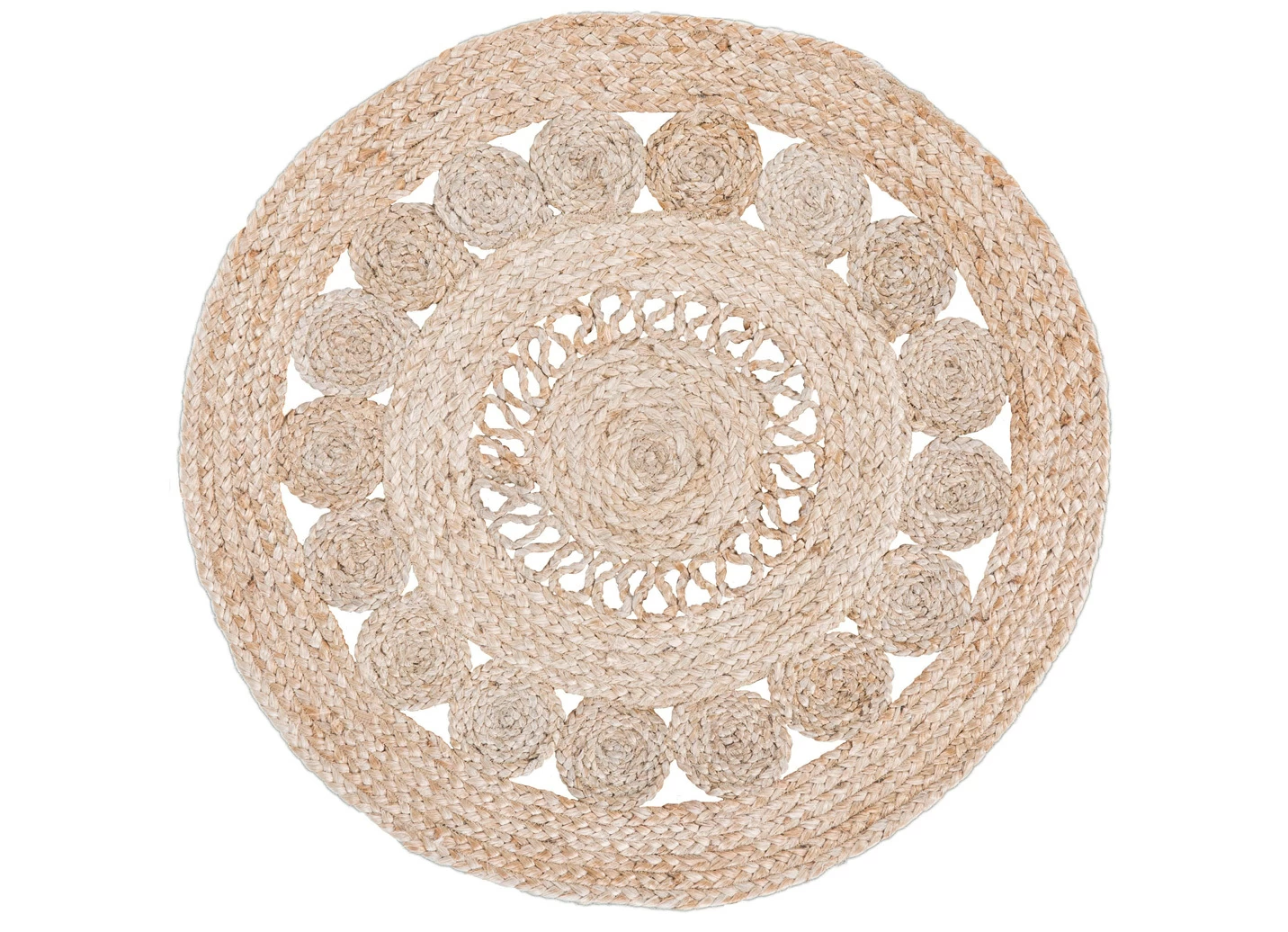 Boho Teppich, handgeflochten