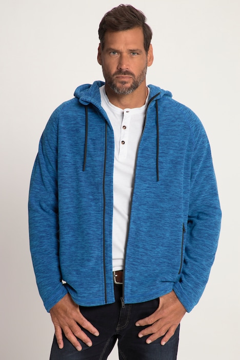 Fleece-Hoodiejacke, Kapuze, Zipptaschen