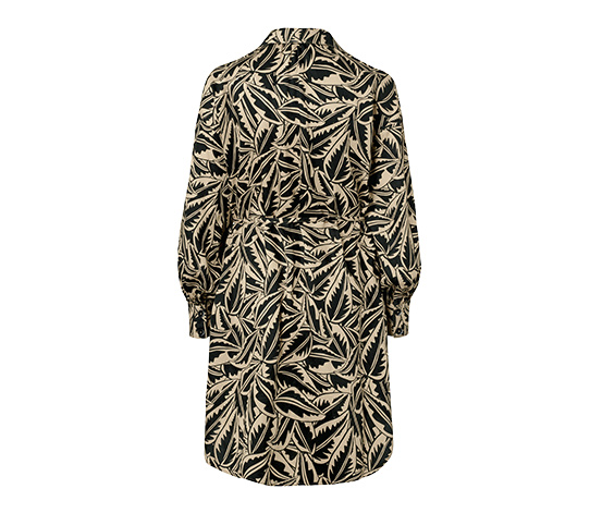 Longbluse aus Leinenmix, schwarz mit Print