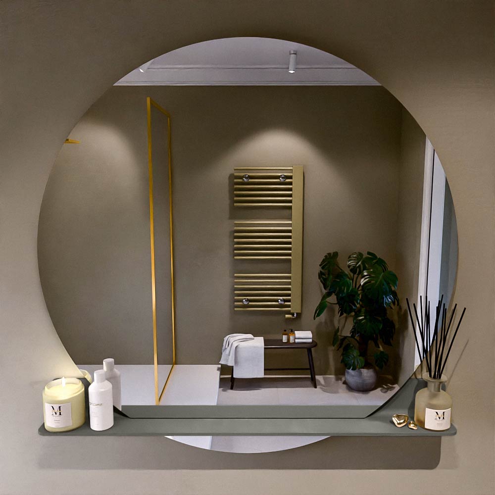 Mondiaz Spot spiegel rond Ø120cm met planchet frappe