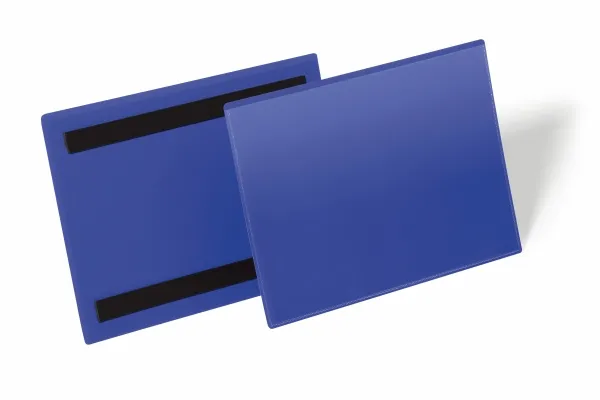 Hyldeforkant lagerlomme med magnet A5 tværformat blå 223x163 mm - (50 stk.)