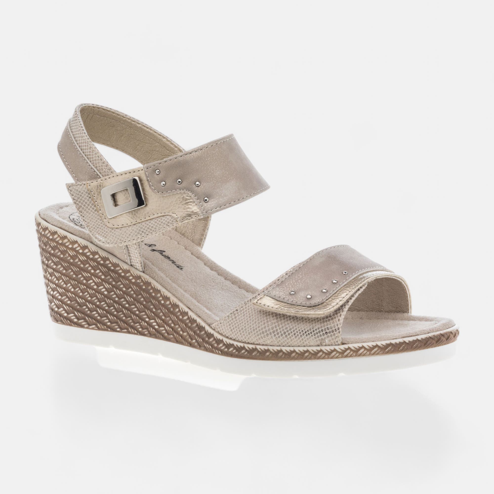 Sandales à talon compensé Femme or