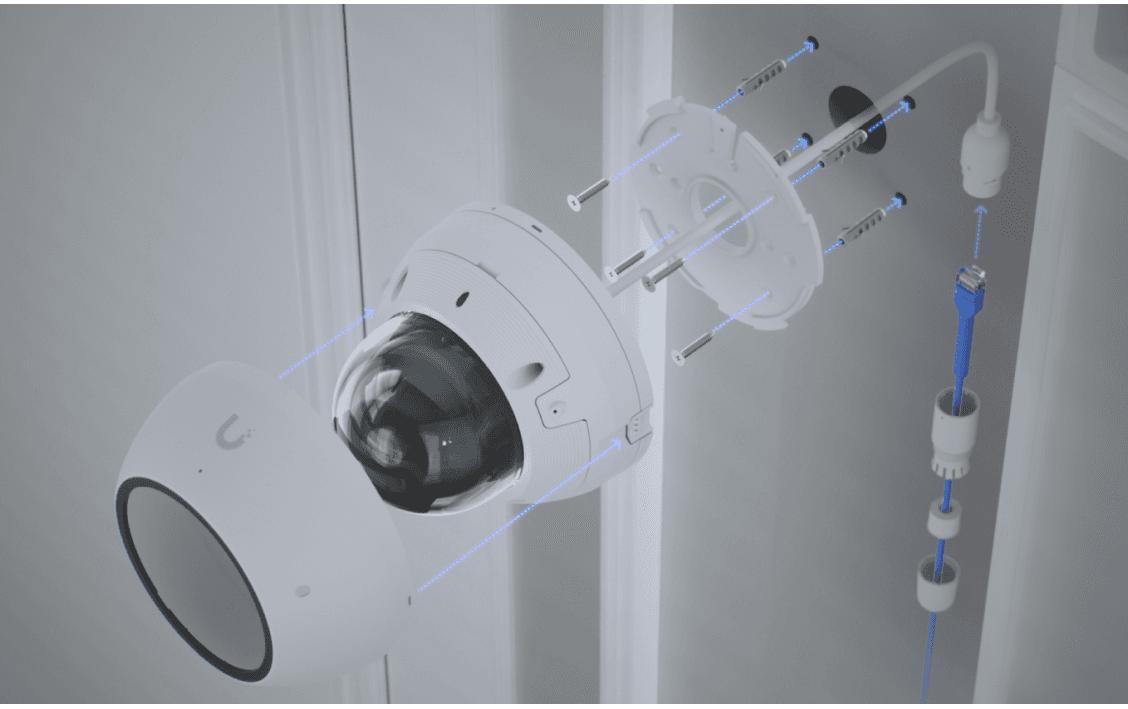 Netzwerkkamera UniFi AI Dome Schwarz<br>Allwetter-feste, vandalismusgeschützte 4K PoE Dome-Kamera mit erweiterten KI-Fähigkeiten und Langstrecken-IR-Nachtsicht