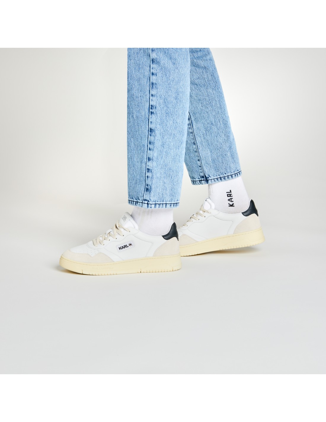 karl lagerfeld baskets de ville homme krew kl kounter lo lace cuir blanc