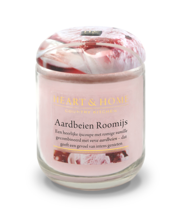 Heart & Home Grote Geurkaars - Aardbeien Roomijs 1st