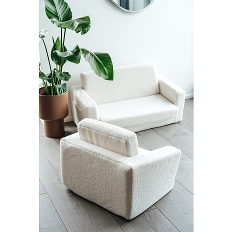 Molly børnefoldesofa - hvid plys