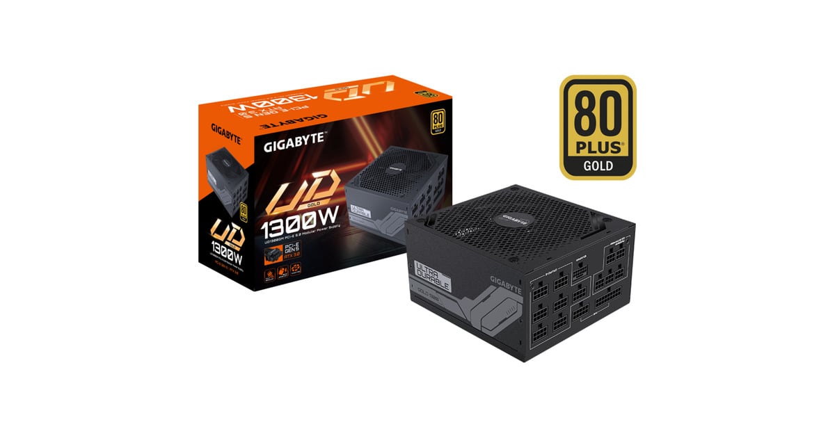 GIGABYTEGP-UD1300GM PG5 modulaire 1300 watt voeding   (Zwart, 8x PCIe)