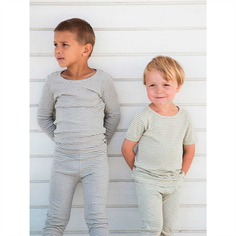 Lake/Offwhite Stripe Leggings - Serendipity
