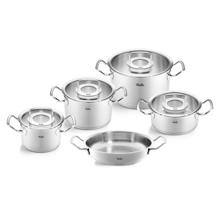 Fissler Original-Profi Collection® Topf-Set 5-tlg. mit Glasdeckel + Servierpfanne