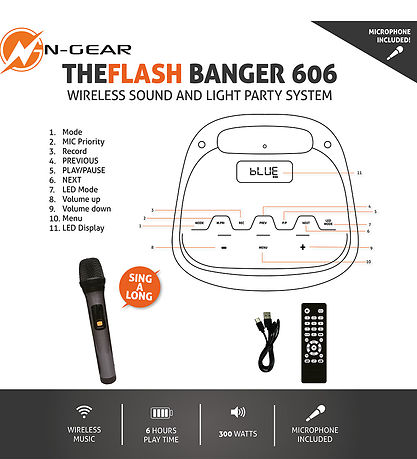 N-Gear Karaoke-Lautsprecher - Kabellos - Der Flash Banger 606 -
