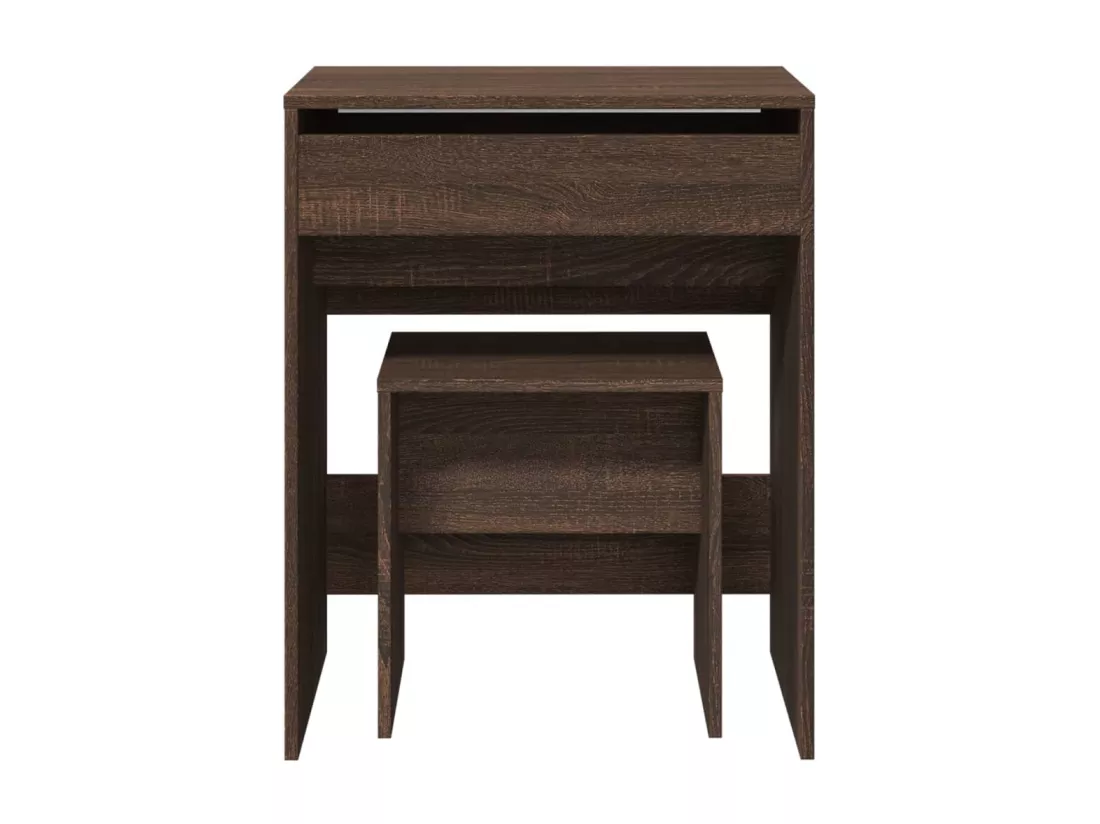 Coiffeuse et tabouret chêne marron 60x40x113,5 cm
