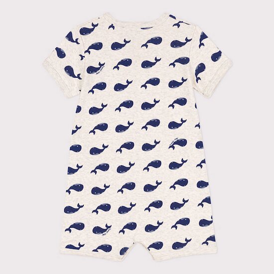 Combinaison courte en coton   Beige Montélimar / Bleu Médiéval        de               Petit Bateau