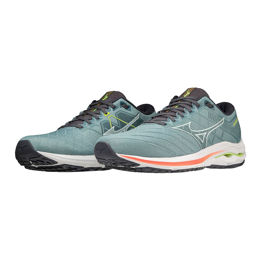 Mizuno WAVE INSPIRE 18 - Chaussures running Homme smokeb/white/neonflame