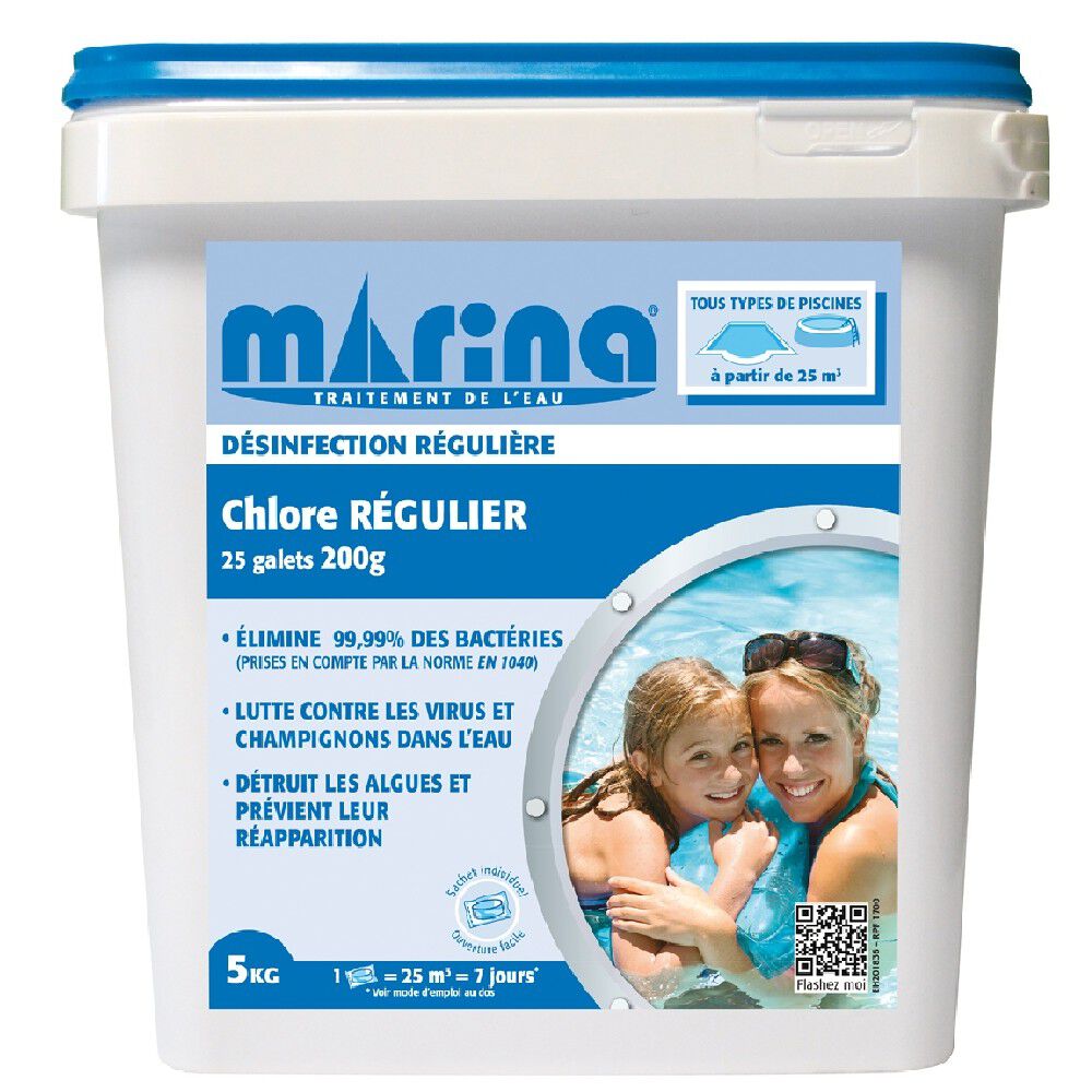 Chlore régulier galet 200g Marina