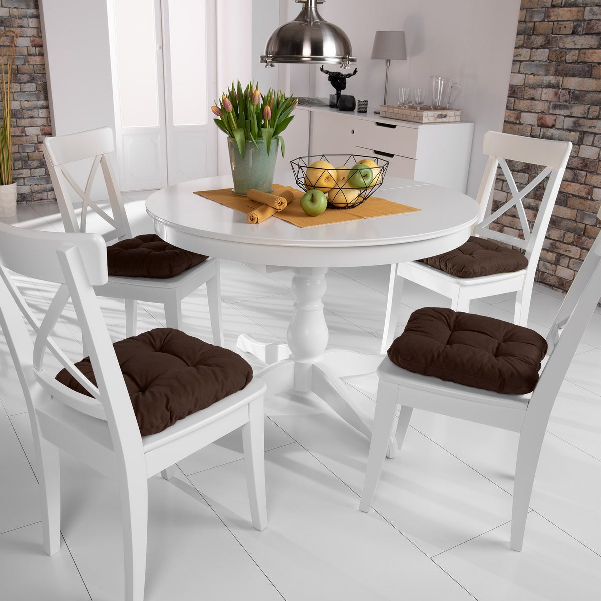Beautissu Lisa stoelkussen 40x40x8cm chocoladebruin (4 stuks)