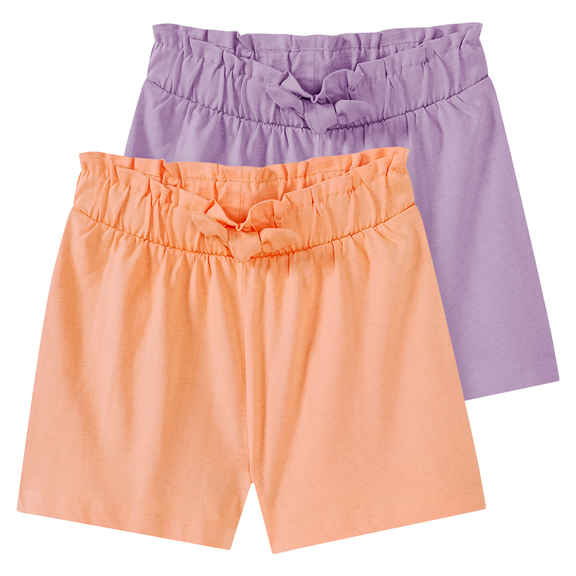 Yigga 2 Mädchen Shorts mit Zierschleife helllila / hellorange