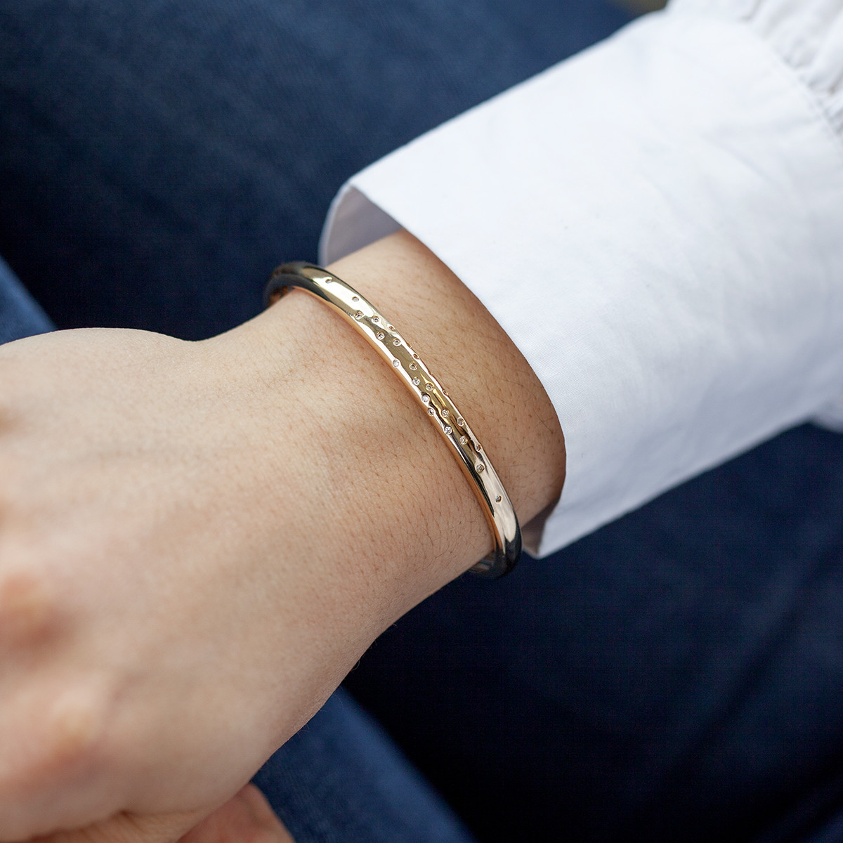 Bracelet plaqué or jaune zirconias 58 mm