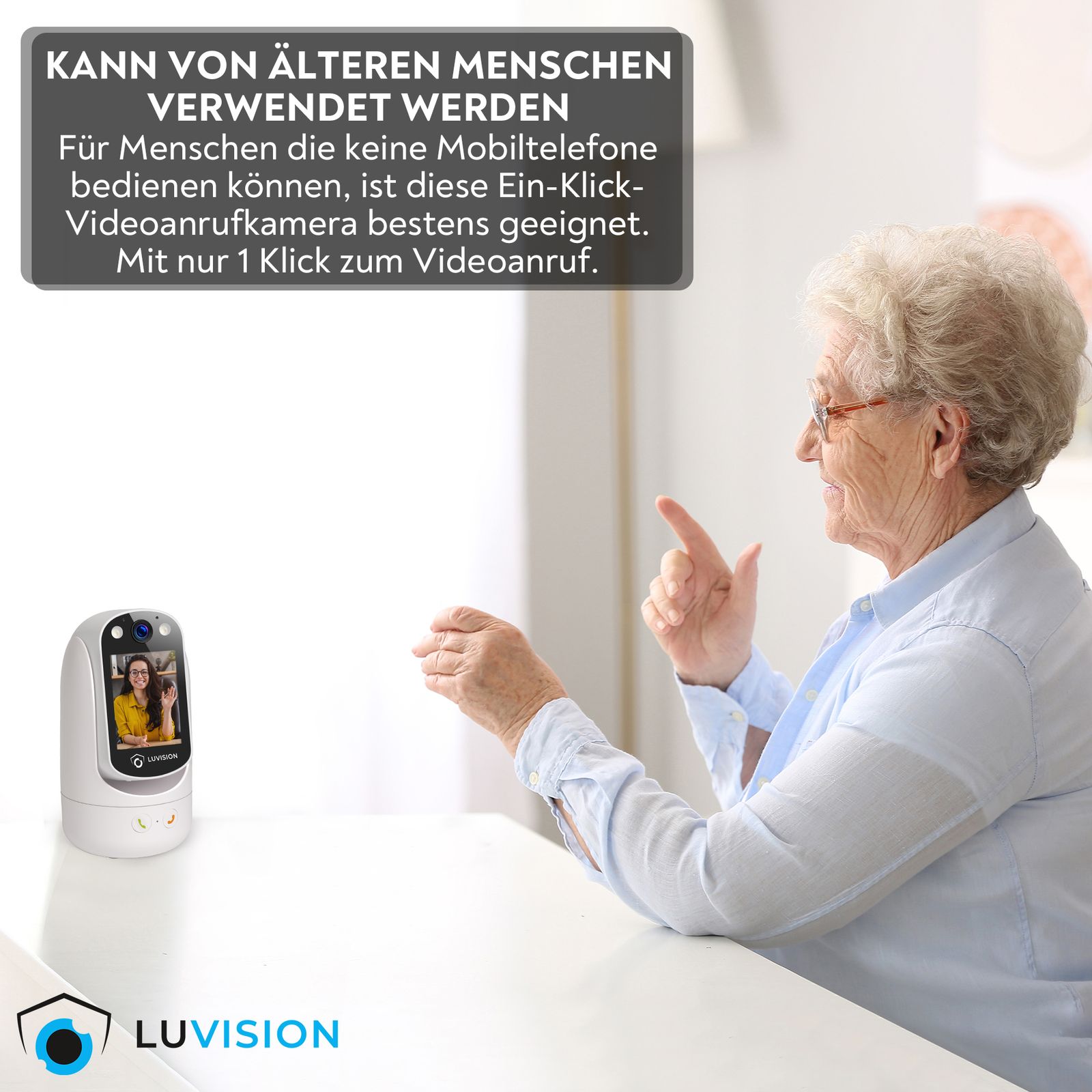 LUVISION PTZ Gegensprechkamera Video Anruf Kamera Telefonkamera WLAN Überwachungskamera Senioren Baby Überwachung Autotracking