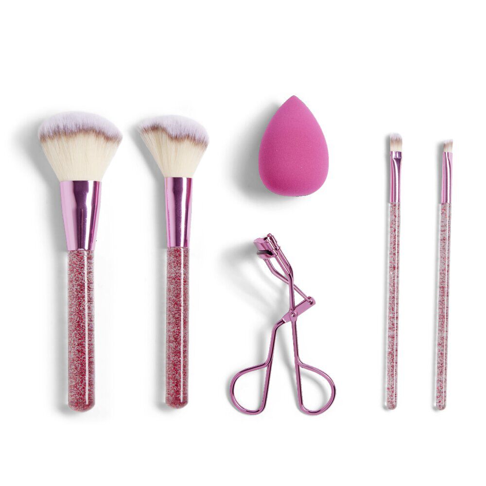Kit accessoires maquillage 6 pièces beige ou rose - 2 coloris