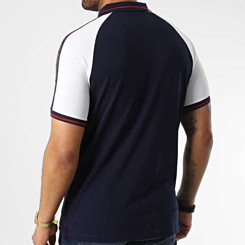 Polo Manches Courtes A Bandes Meridiano Bleu Marine