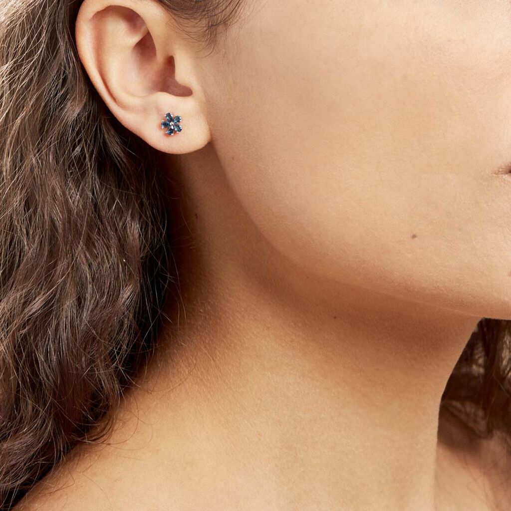 Boucles D'oreilles Puces Argent Blanc Laldilon Oxydes De Zirconium