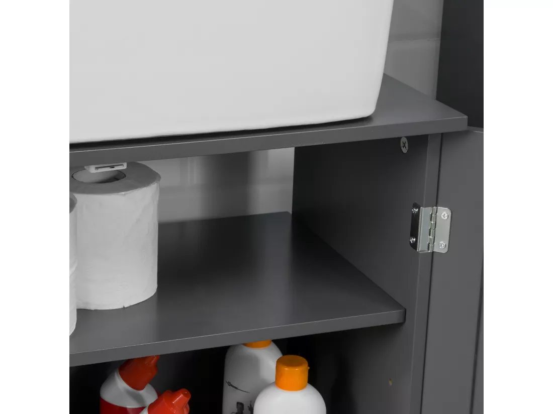 Meuble Sous-lavabo À 2 Étages Et 2 Portes Meuble De Rangement De Salle De Bain, BZr18-dg