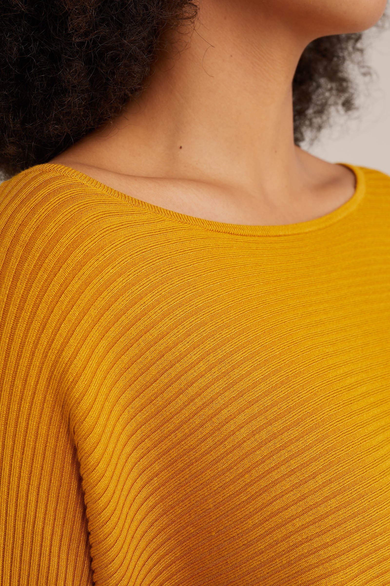 geribde trui WE Fashion Mosterdgeel