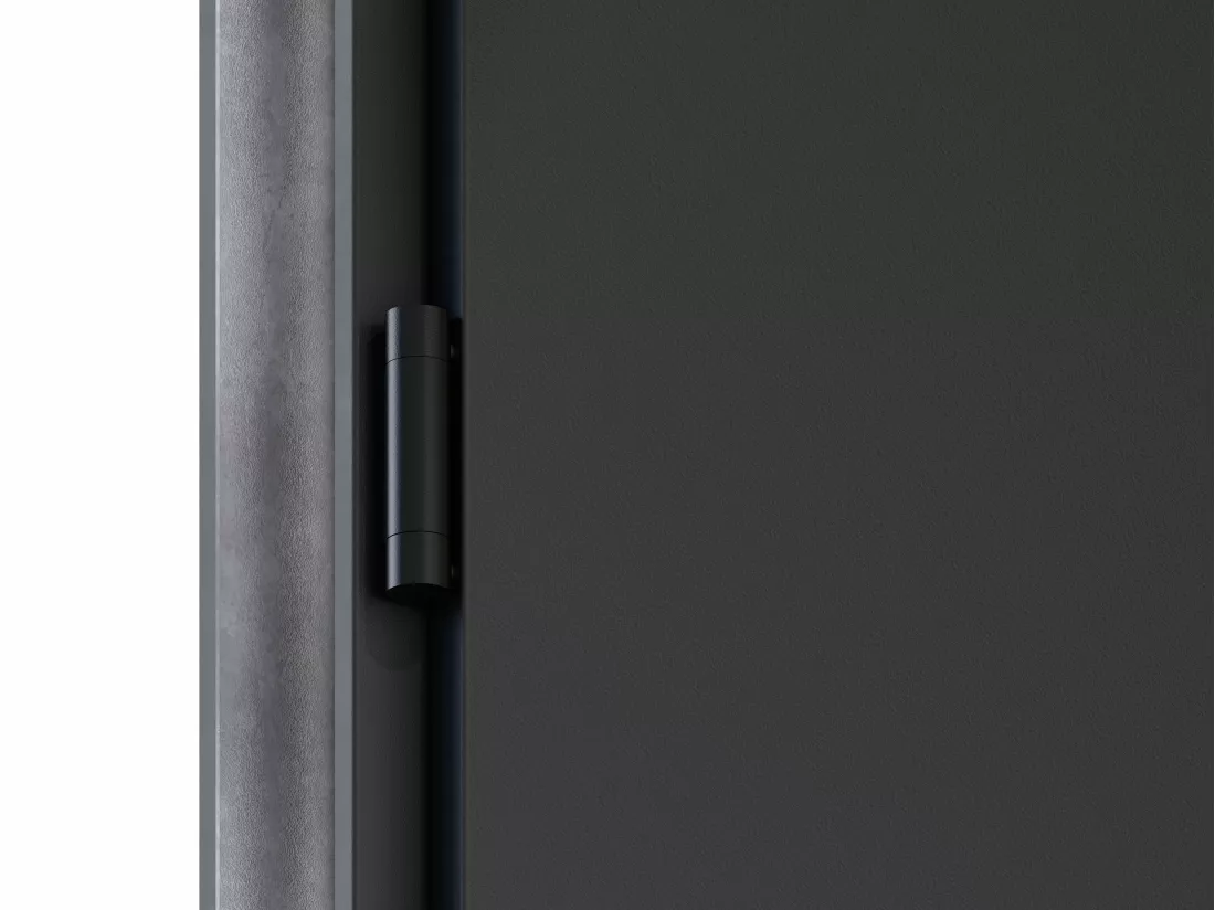 Porte d'entrée pleine en acier H207 x L100 cm - Noir avec rayures effet chêne - poussant droit - COBRITA