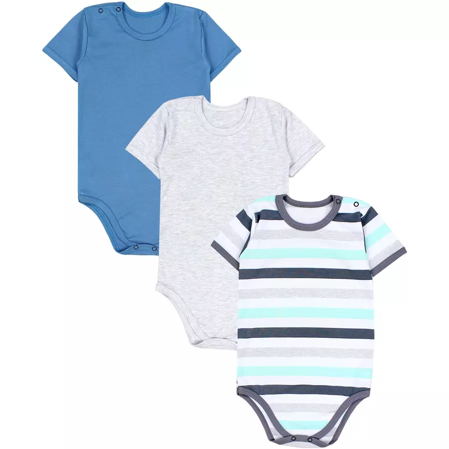 TupTam Kinder Unisex Kurzarm Body 3er Set graublau