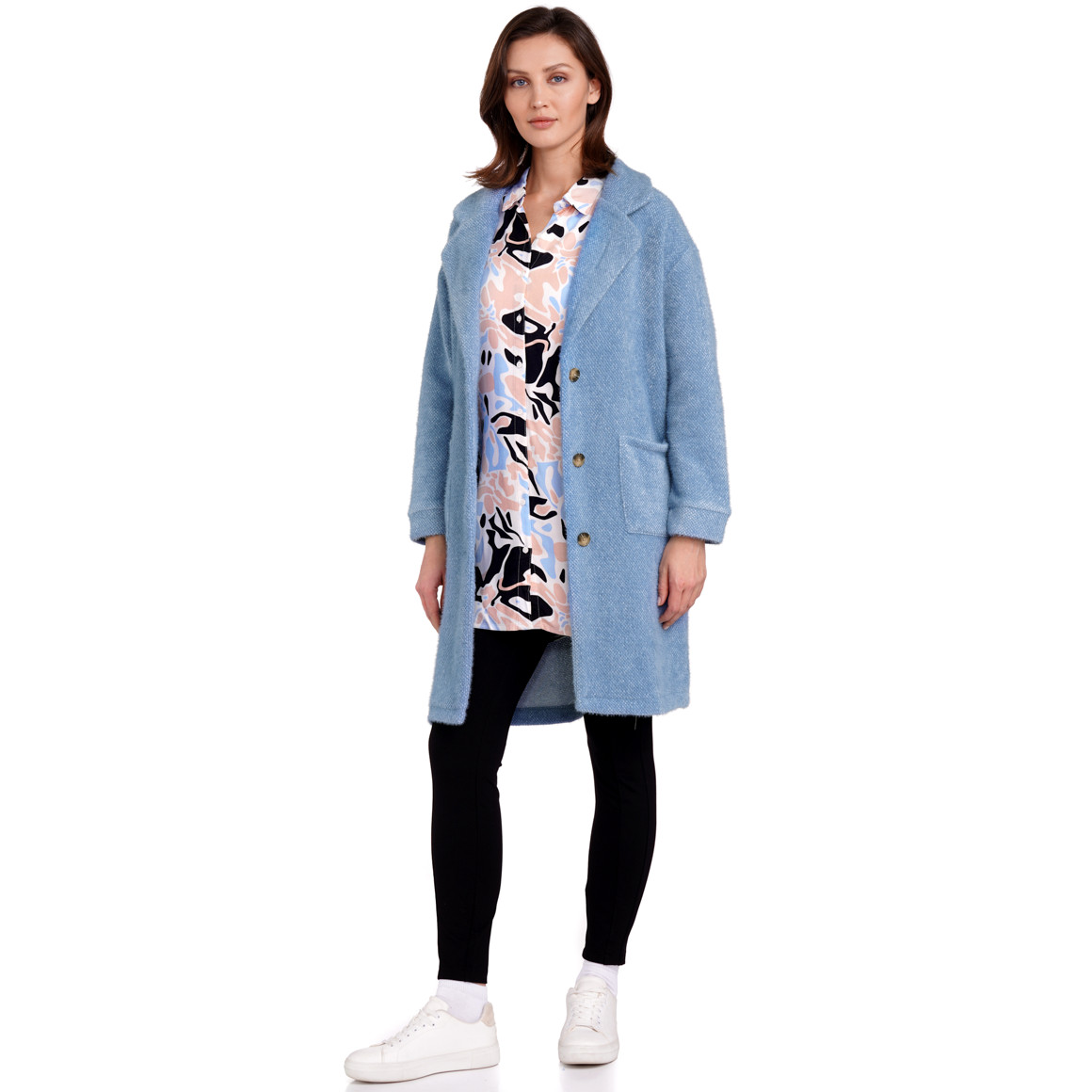 Gina Benotti Damen Strickmantel in flauschiger Qualität blau